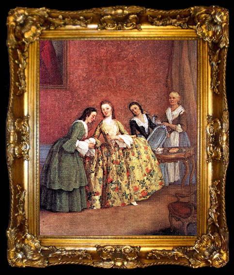 framed  LONGHI, Pietro The Venetian Lady
